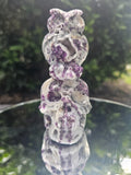 💜 Root Fluorite Owl & Skull Carving – Approx. 4.5" 134