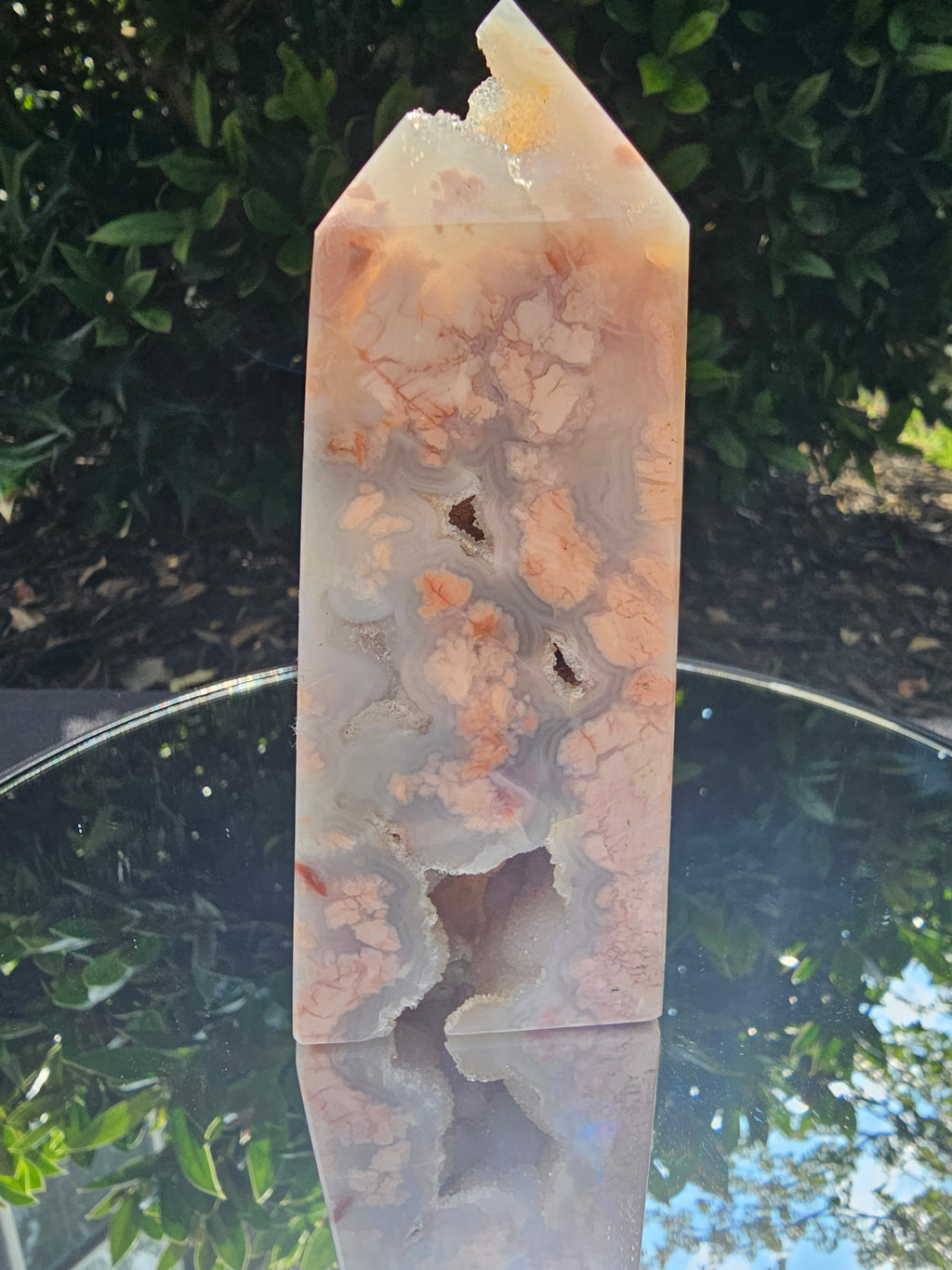 🍑 Cotton Candy Agate Druzy Tower 135