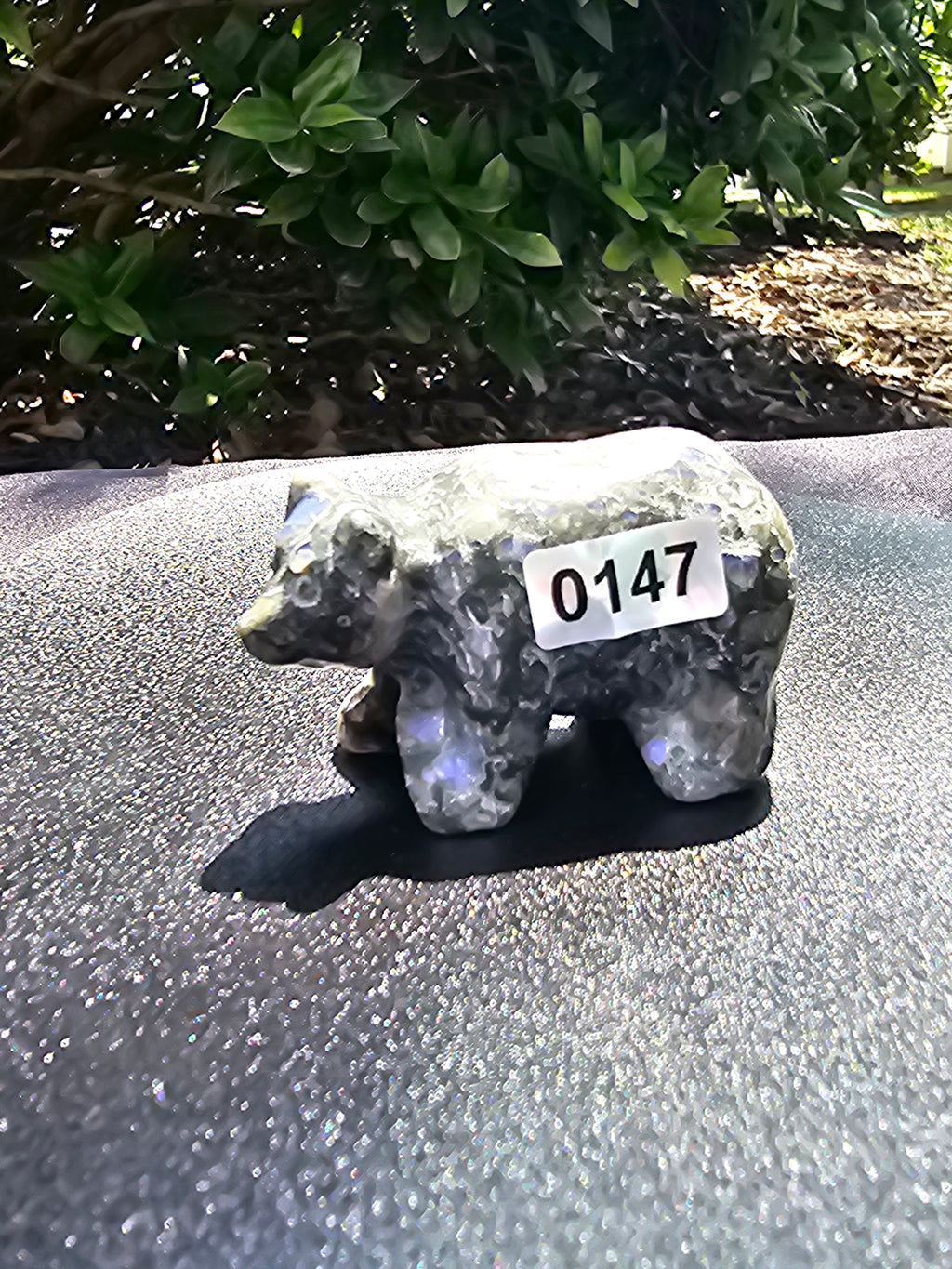 🐻 Larvikite Bear Carving – #0147