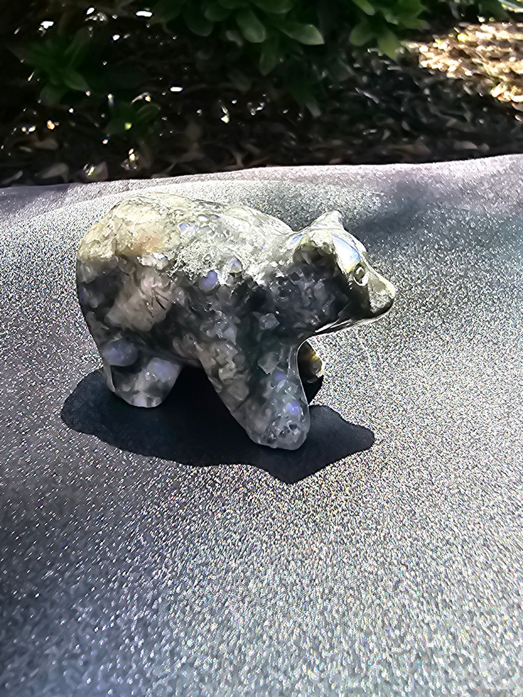 🐻 Larvikite Bear Carving – #0147
