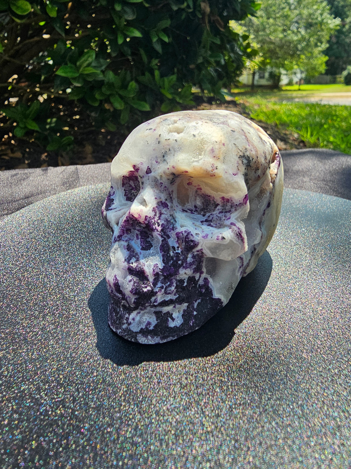 💜 Root Fluorite with Druzy Skull #0155