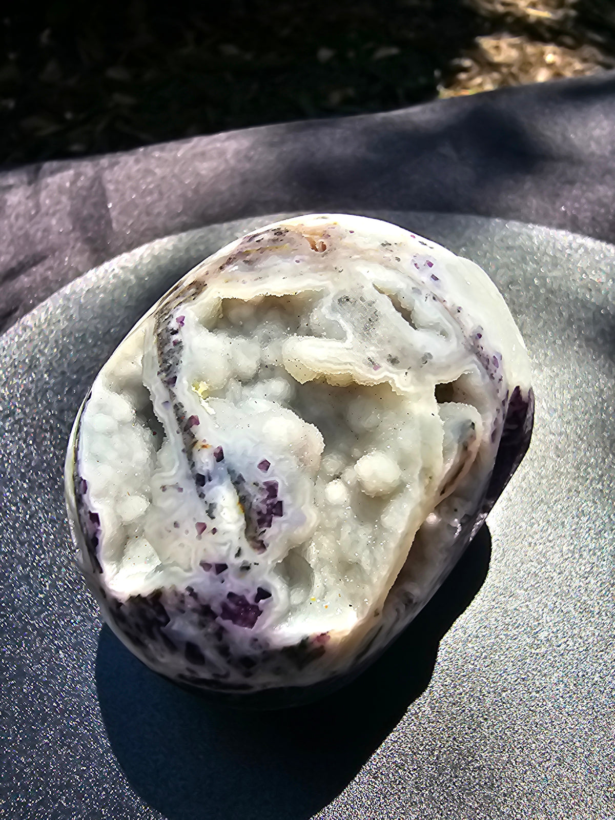 💜 Root Fluorite with Druzy Skull #0155