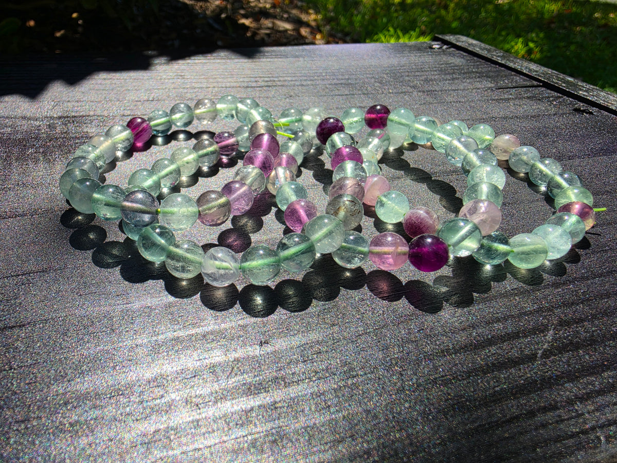 💜💚 Rainbow Fluorite Crystal Bracelet