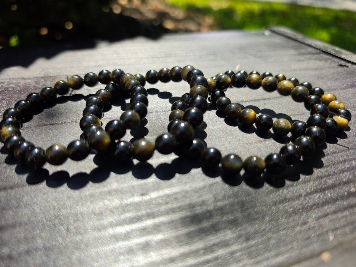 🖤✨ Golden Obsidian Crystal Bracelet