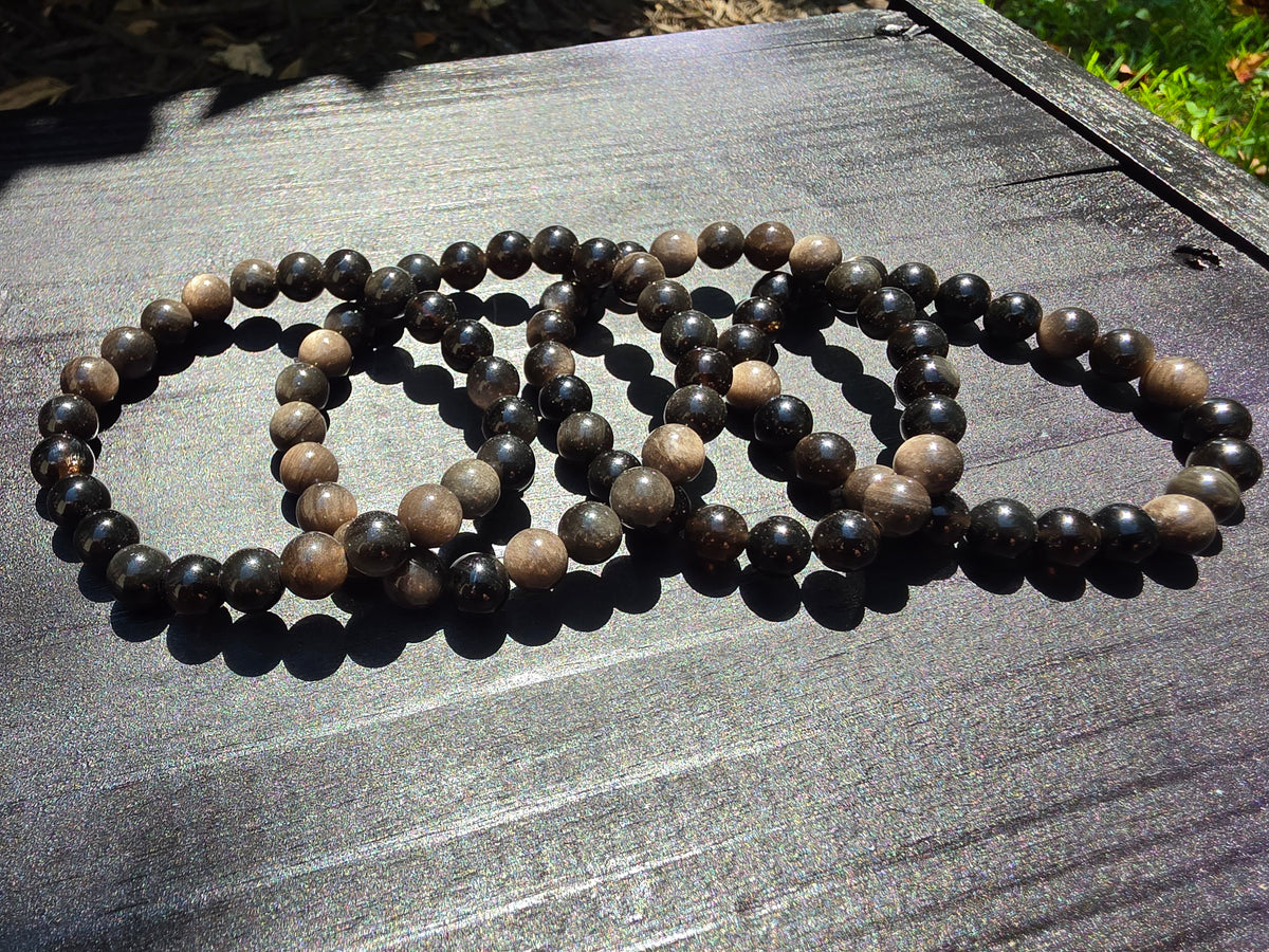 🌑✨ Silver Sheen Obsidian Crystal Bracelet