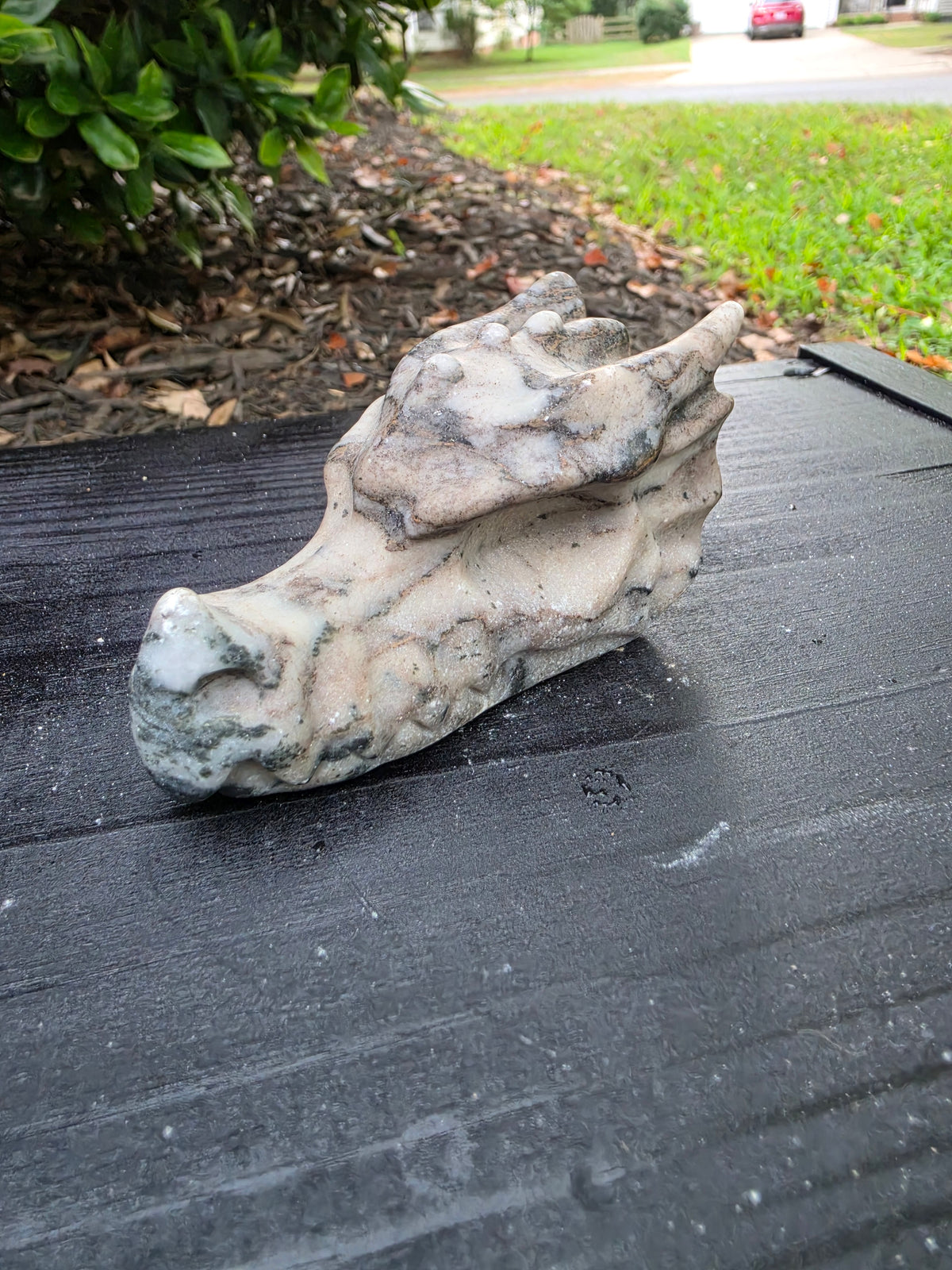 🐉 Crazy Lace Crystal Dragon Skull Carving