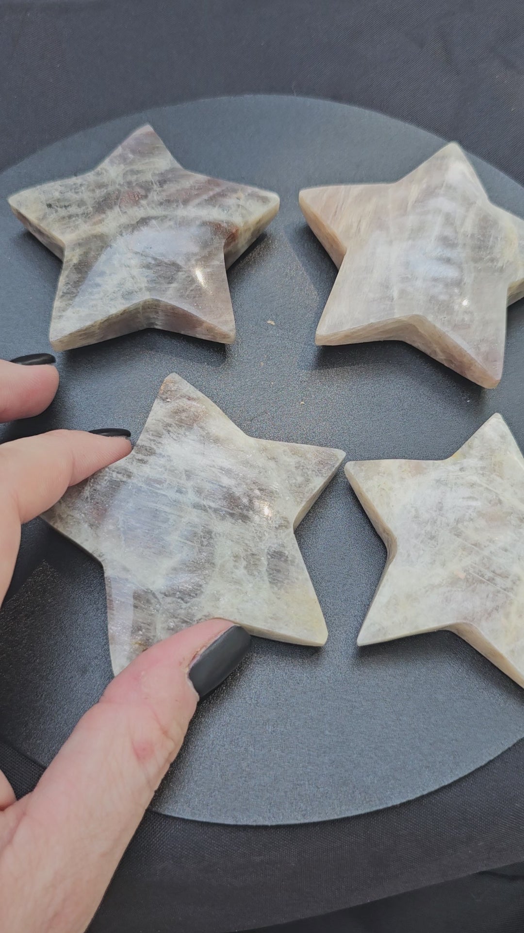 ⭐🌙 Moonstone Star Carving #0187